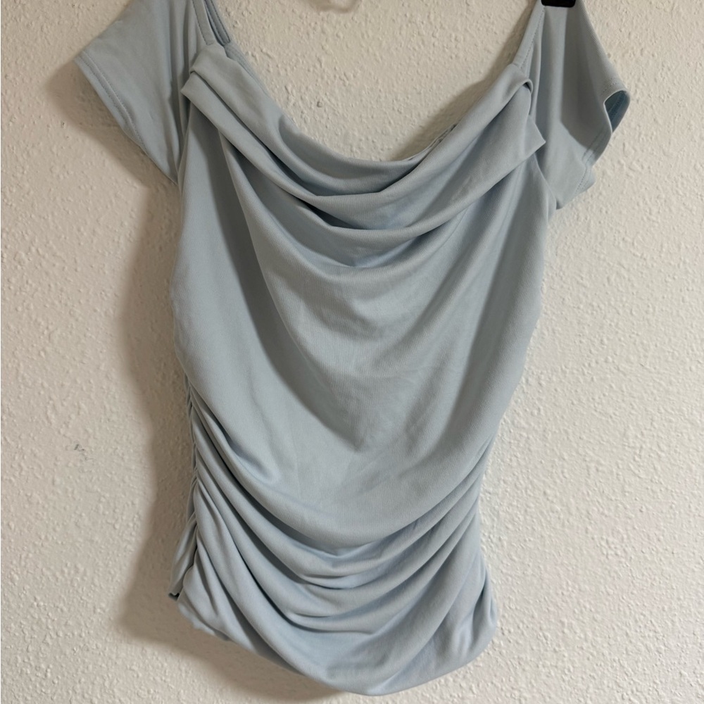 Windsor Light Blue Draped Blouse